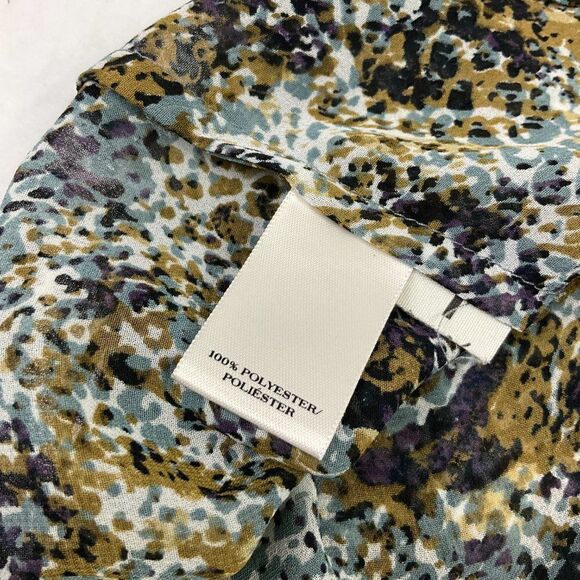 Ann Taylor Button Down Blouse Abstract Print Semi Sheer Long Sleeve Shirt Size 8 - Picture 10 of 12